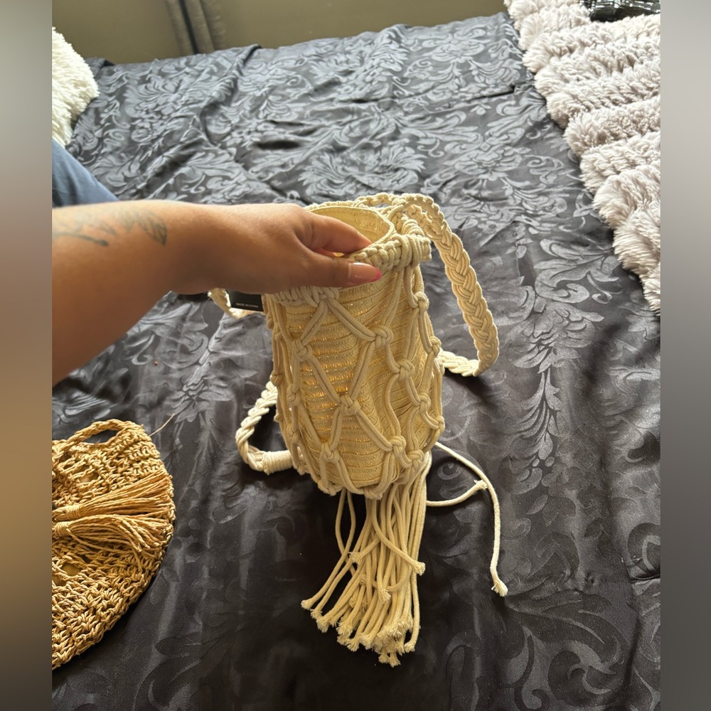 SHEIN Cream Macrame Crossbody Bag
